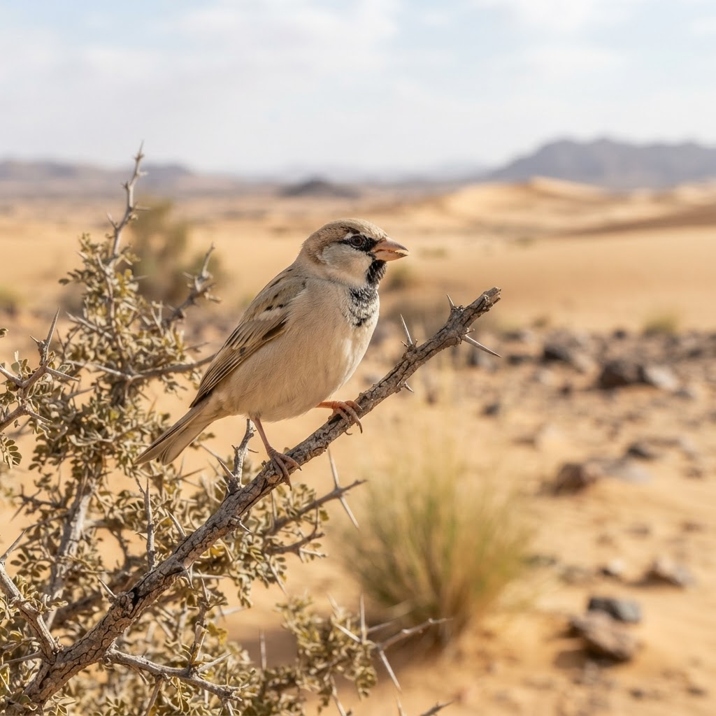 Desert Sparrow in Sahara habitat